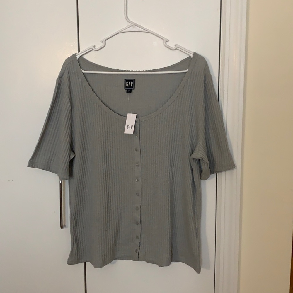 NWT Gap Button Ribbed Shirt Grey